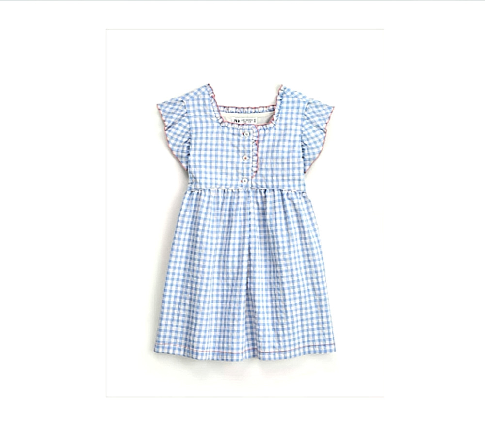 Zara Kids S/S 2025 NWT Limited Edition Blue & White Gingham Dress, size 11-12